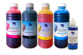 Фото Чернила NV PRINT универсальные на водной основе, комплект 4 цвета по 500 мл + пром. жид. 100 мл {C2155}