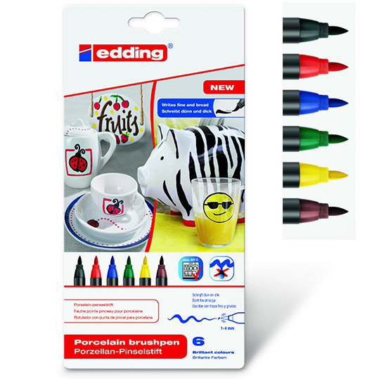 Фото Набор маркеров для керамики Edding 4200, 1-4 мм, 6 цветов ассорти (000) {E-4200#6S#FAMILY}
