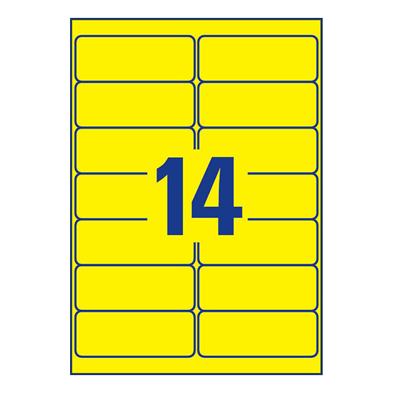 Фото Неоновые этикетки Avery Zweckform, желтые 99.1x38.1 мм (14 шт. на листе A4, 25 листов) {L7263Y-25} (3)