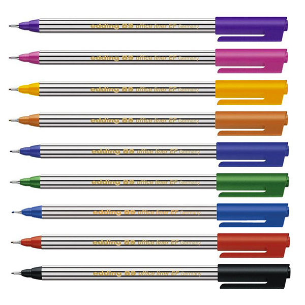 Фото Капиллярная ручка Edding для офиса, круглый наконечник, 0,3 мм, синий {E-89#3} (2)