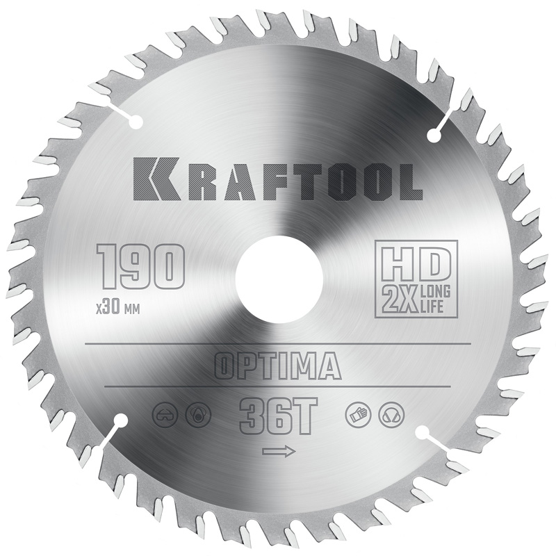 Фото Пильный диск по дереву KRAFTOOL Optima, 190 х 30 мм, 36Т {36951-190-30}