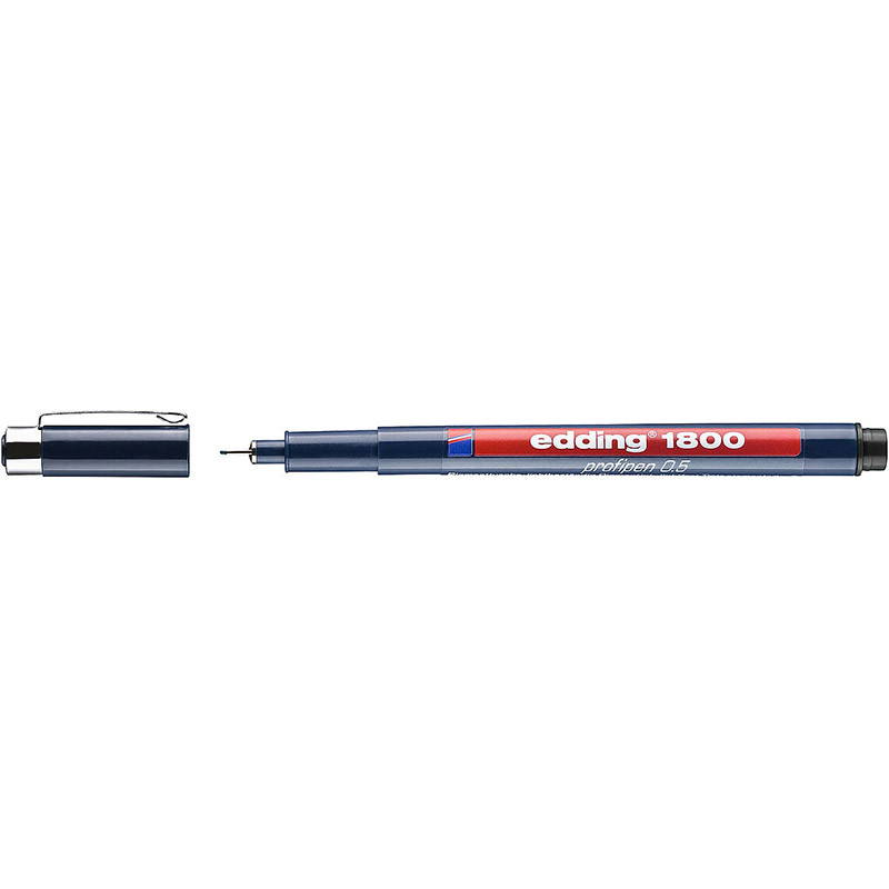 Фото Капиллярная ручка-фломастер Edding для черчения, круглый наконечник, 0,5 мм, черный {E-1800-0.5#1}