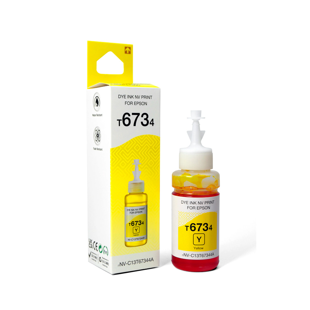 Фото Чернила NV PRINT T6734 (NV-C13T67344A) для аппаратов Epson (70 ml) Yellow (в коробке) совместимые {D7327}
