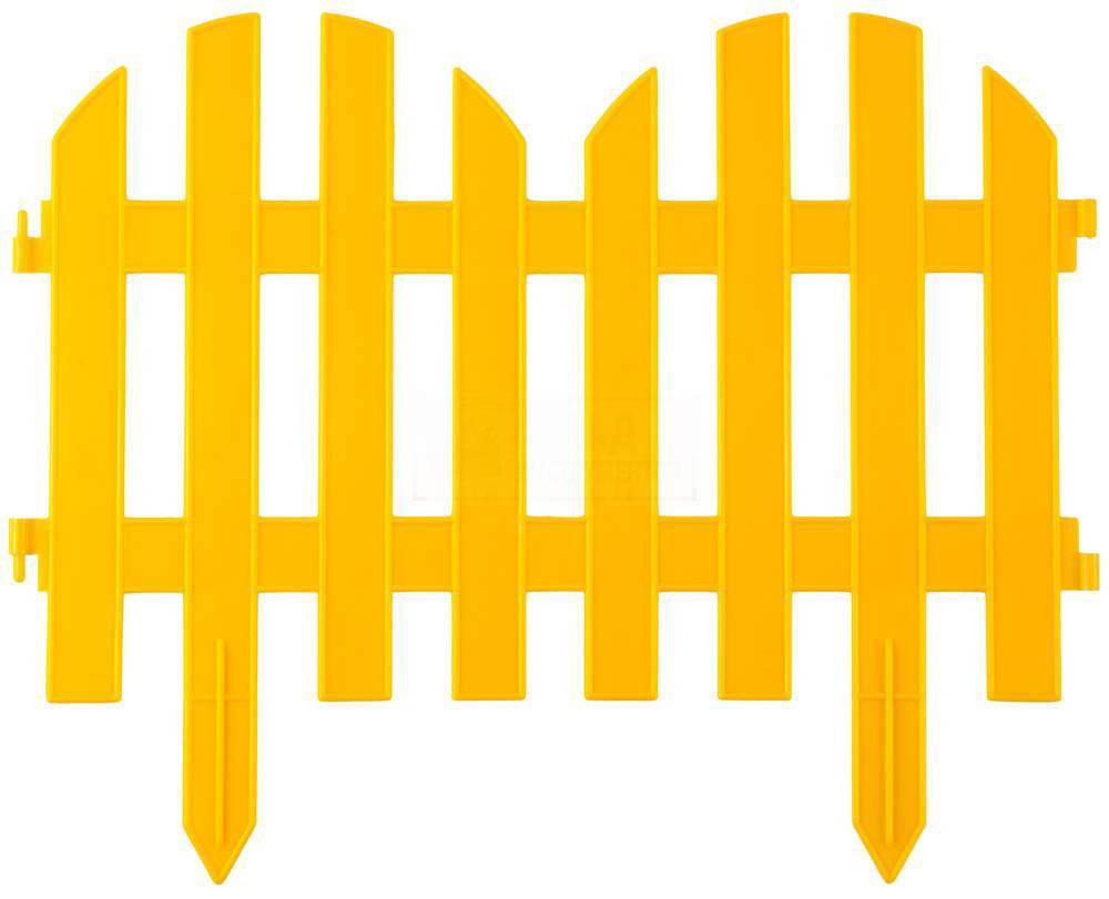 Фото Забор декоративный GRINDA "ПАЛИСАДНИК", 28x300см, желтый {422205-Y}