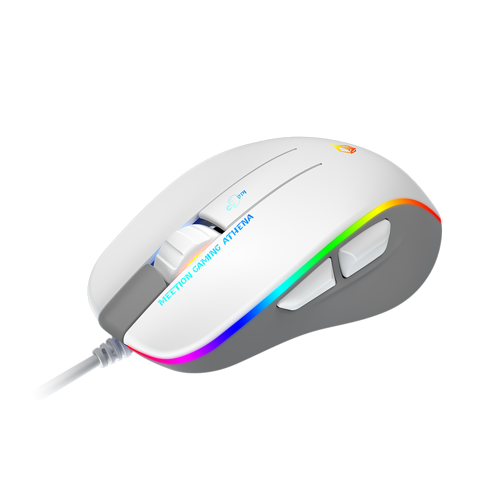 Фото Проводная игровая мышь MeeTion, RGB, 12800 dpi, 1.8 м, USB, 6 кнопок, белая {MT-GM230-WH} (1)