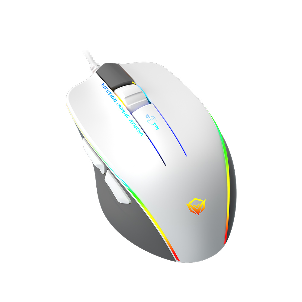 Фото Проводная игровая мышь MeeTion, RGB, 12800 dpi, 1.8 м, USB, 6 кнопок, белая {MT-GM230-WH} (6)