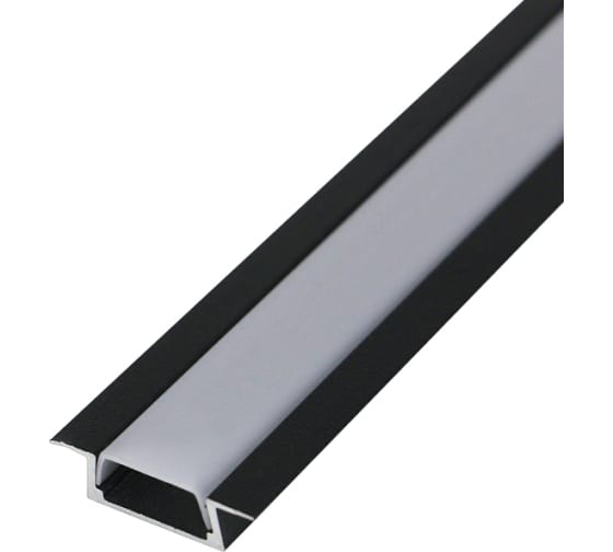 Фото Комплект врезного алюминиевого профиля с рассеивателем, 22х6мм, 1м, черный REXANT {146-405-2}
