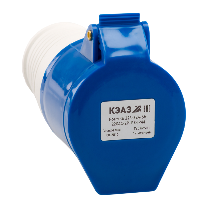 Фото Розетка кабельная 213 16А 220AC 2P+PE 6ч IP44 КЭАЗ 222744