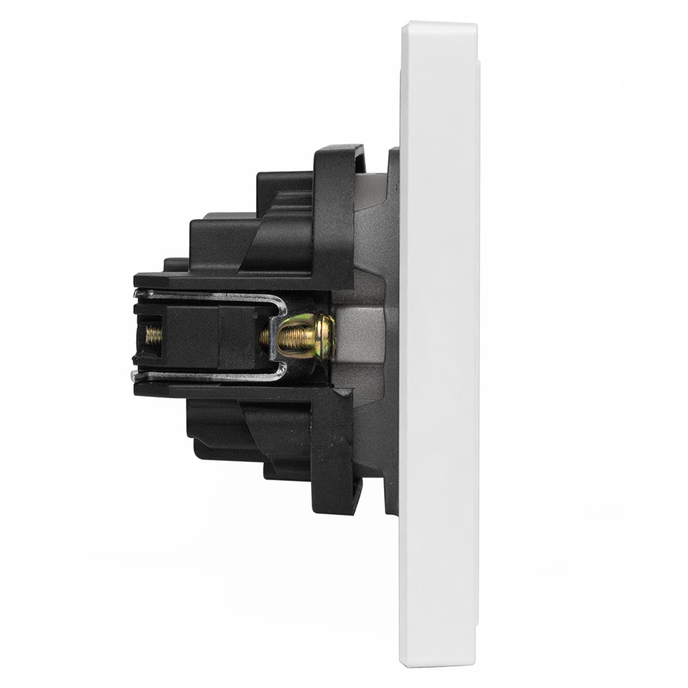 Фото Розетка белая, электрическая, 1 пост, с тонкой пластиковой рамкой Vell {WH1P-EU-Grand} (4)