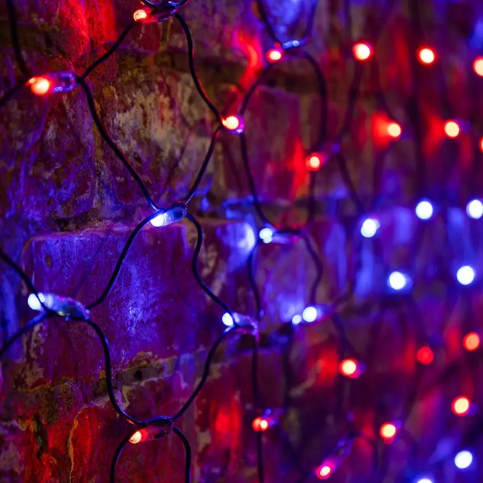 Фото Гирлянда "Сеть" 2,5х2,5м, черный ПВХ, 432 LED Красные/Синие {215-033}