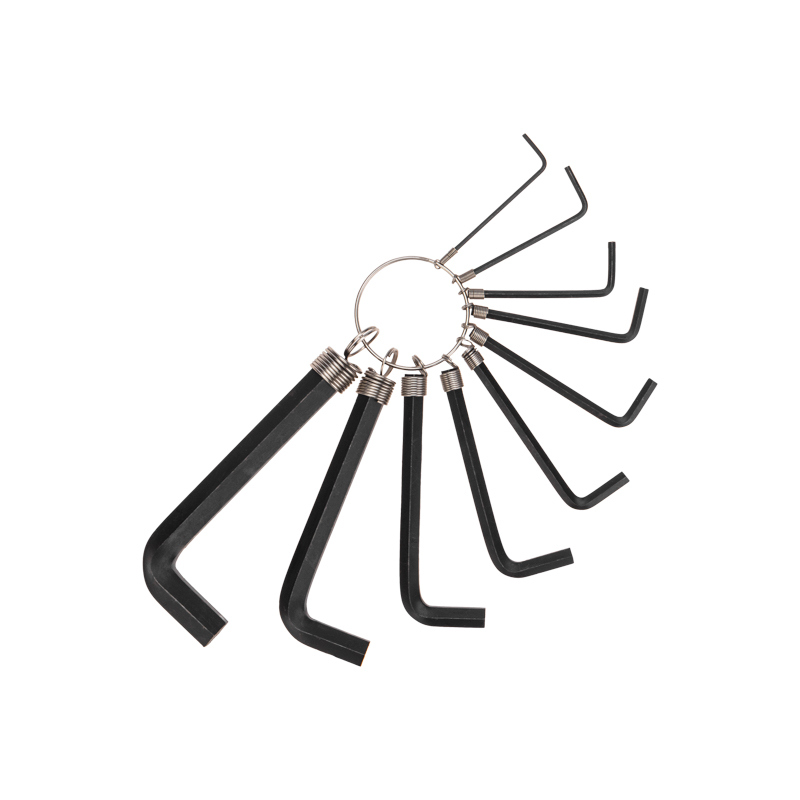 Фото Набор ключей имбусовых HEX KRANZ 1,5-10 мм, CrV, 10 шт., оксидированные, на кольце {KR-12-5201}