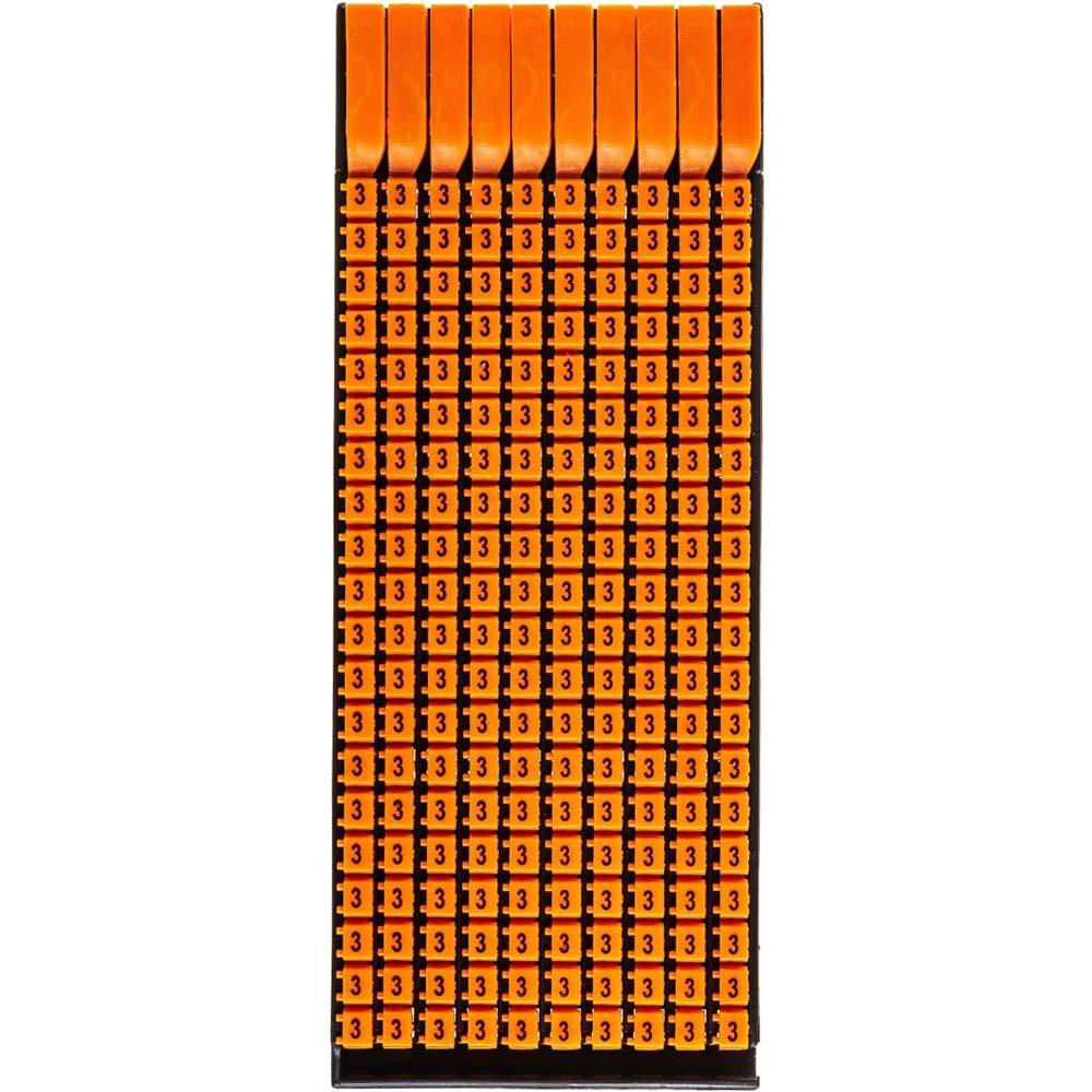Фото Маркер для кабеля 0.5-1.5мм символ "3", оранжевый, DKC {MKF3S1} (упак 200 шт)