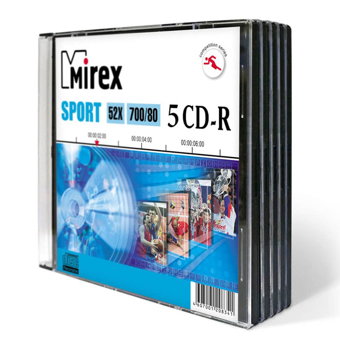 Фото Диск CD-R Mirex 700 Mb, 52х, дизайн "Sport", Slim Case 5 шт 208341 {UL120180A8F}