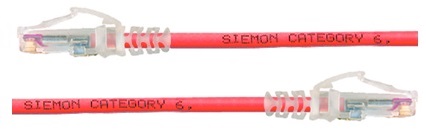 Фото Siemon MC6-03M-03B Патч-корд UTP, категория 6, 26AWG, RJ45-RJ45, T568A/B, CM LSOH, 3 м, красный, прозрачные колпачки {241630}