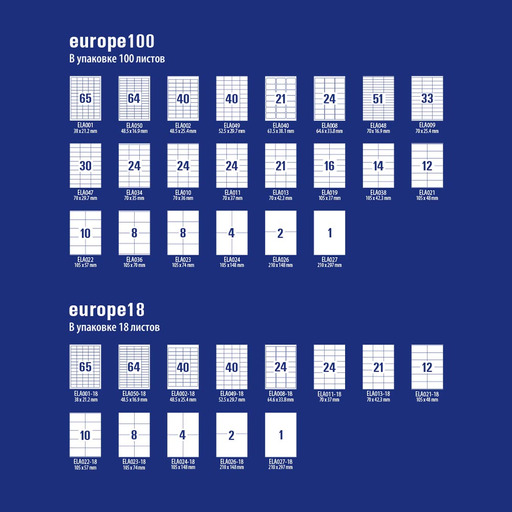 Фото Самоклеящиеся этикетки Avery Zweckform Европа-100, белые, 70x37 мм (24 шт. на листе A4, 100 листов) {ELA011} (4)