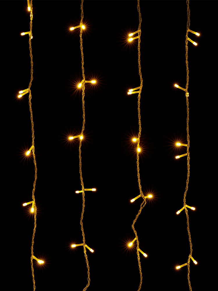 Фото Гирлянда светодиодная "Занавес" 1,5х1,5 м, 168LED, белый тёплый, 8 режимов, 250 В, IP20, TDM {SQ0361-0068} (2)