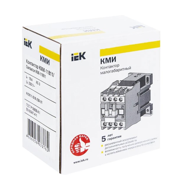 Фото Контактор КМИ-11811 18А 230В/АС3 1НЗ IEK KKM11-018-230-01 (9)