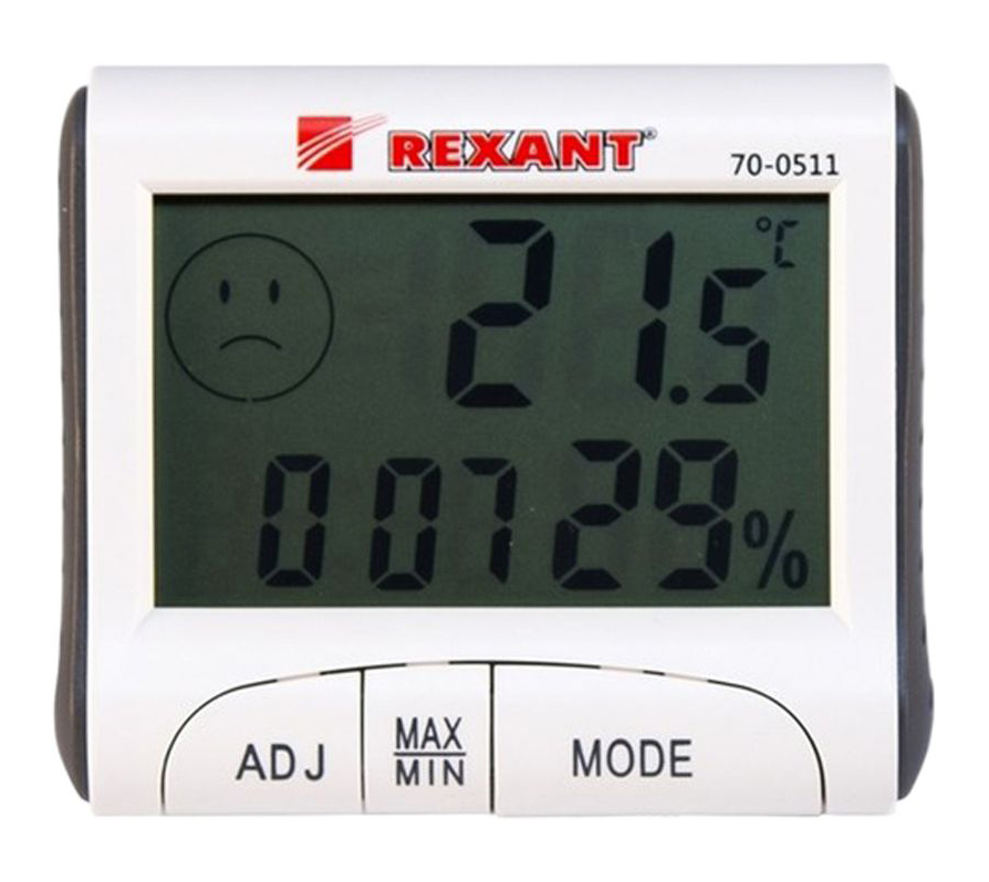 Фото Термогигрометр комнатный Rexant с часами и функцией будильника {70-0511}