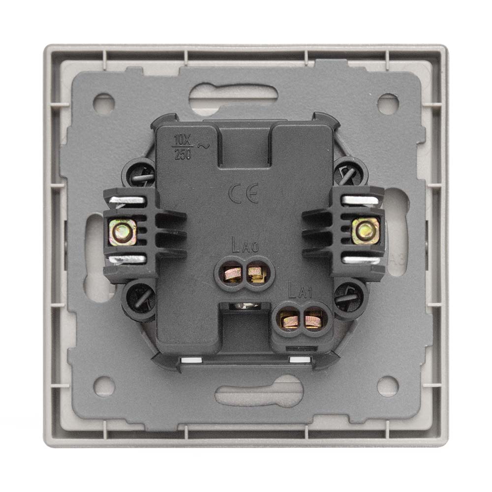 Фото Выключатель черный, одноклавишный, 1 пост, с тонкой пластиковой рамкой Vell Grand {BK1P-1L-Grand} (5)