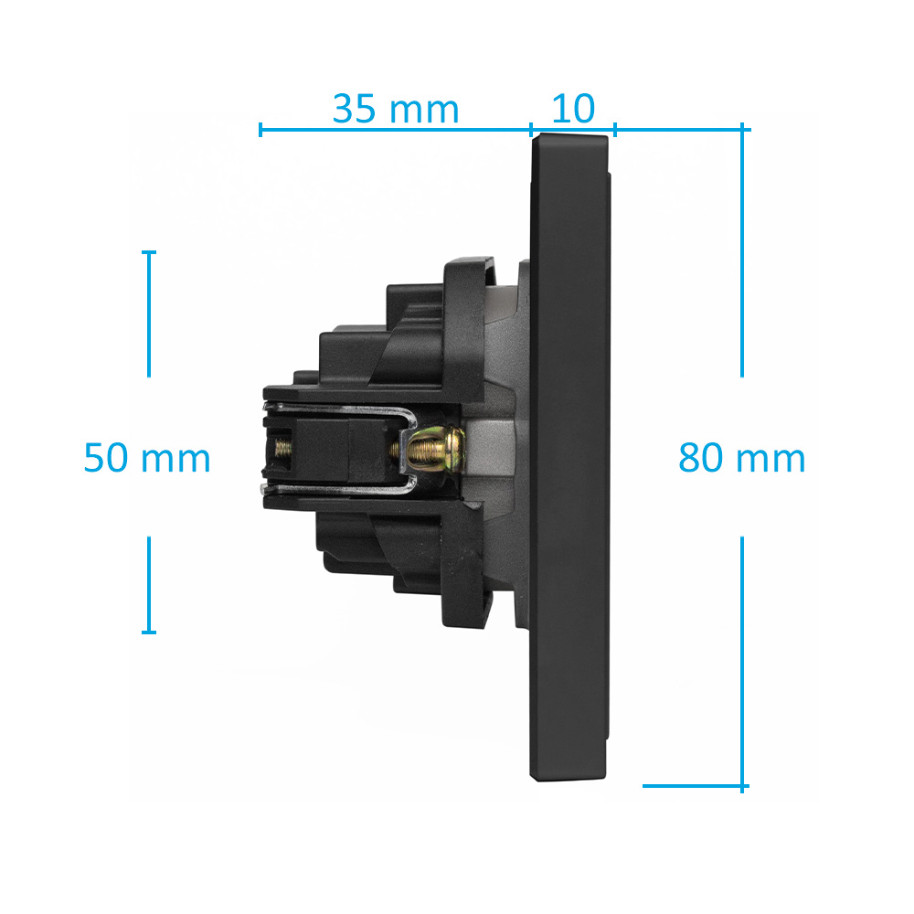 Фото Розетка черная, электрическая, 1 пост, с тонкой пластиковой рамкой Vell {BK1P-EU-Grand} (2)