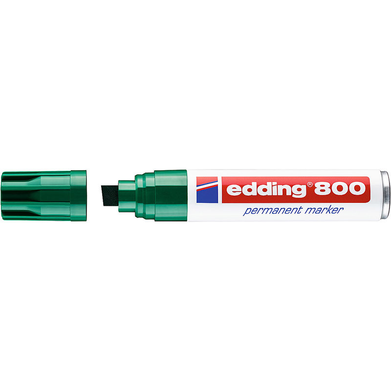 Фото Перманентный маркер Edding E-800 зеленый, клиновидный наконечник 4-12 мм {E-800#4}