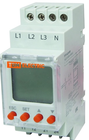Фото Реле напряжения РН 12-3х400/230В (LCD-дисплей, 1нр+1нз-контакты) TDM {SQ1504-0019} 1 шт