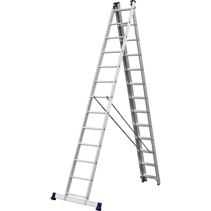 Фото Лестница СИБИН универсальная,трехсекционная со стабилизатором, 13 ступеней {38833-13}