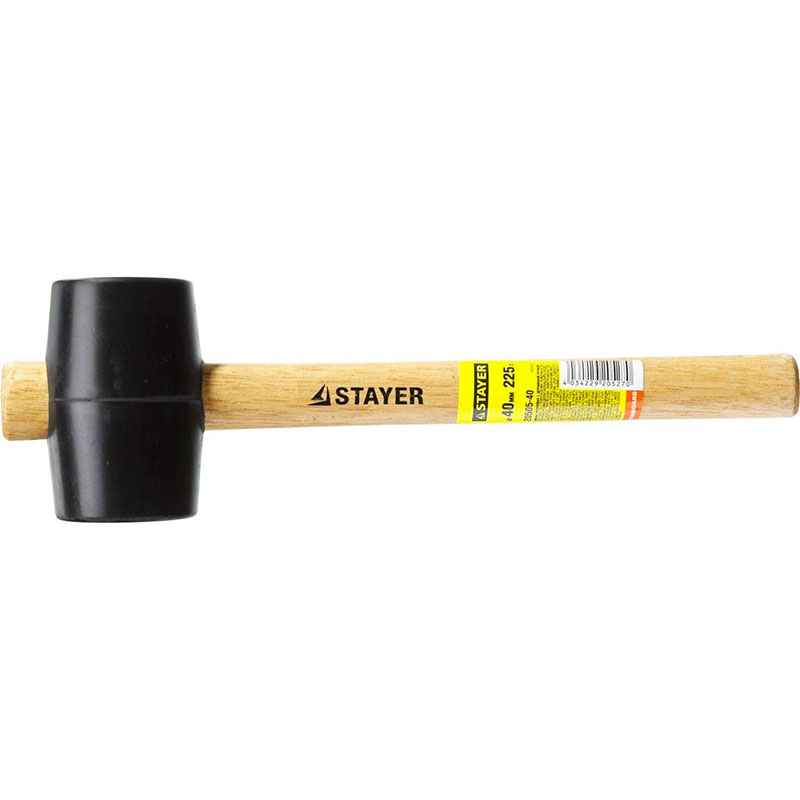 Фото Киянка STAYER резиновая, черная, с деревянной ручкой, 225г {20505-40} (1)