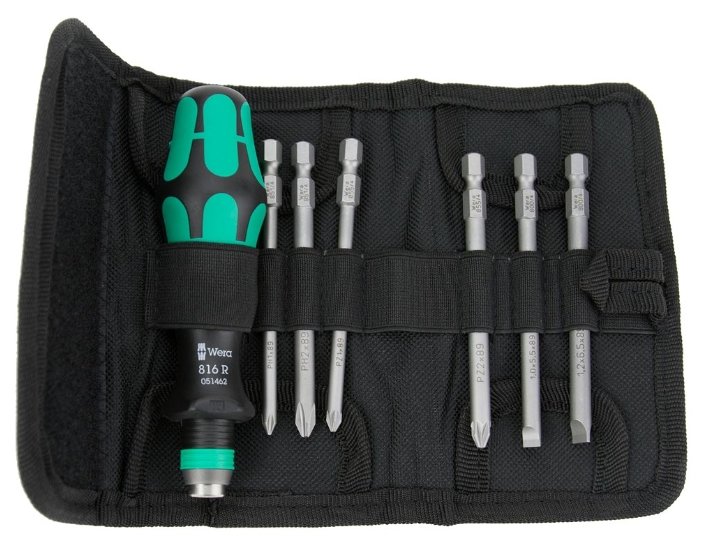 Фото Отвёртка WERA Kraftform Kompakt 40 со сменными наконечниками в набедренной сумке, 7 предметов {WE-059298}