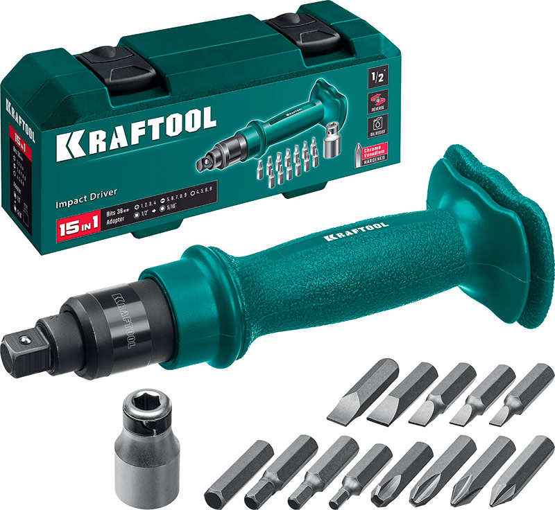 Фото Отвертка ударно-поворотная 15 предметов, KRAFTOOL ID-15 {25550-H10_z01} (2)