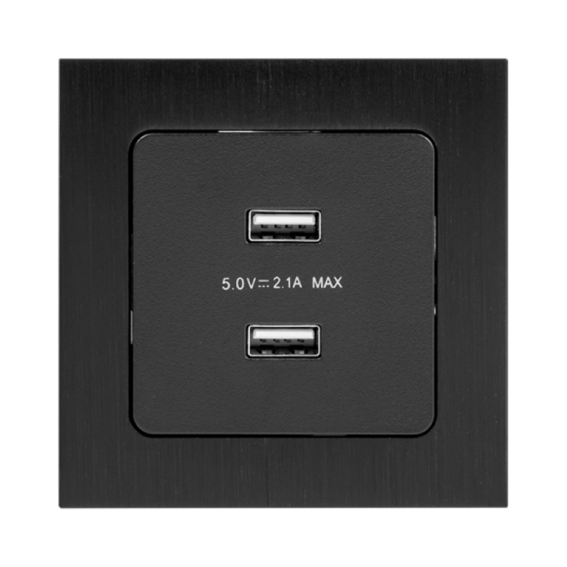 Фото Розетка USB 2-м Стокгольм 2.1А механизм черн. PROxima EKF EZR16-028-10-2USB (3)