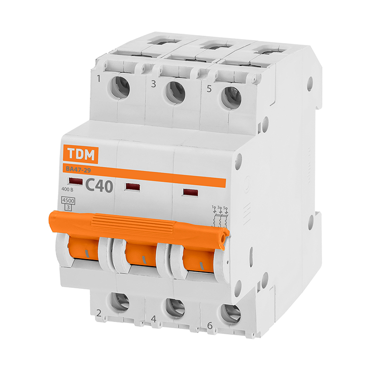 Фото Автоматический выключатель ВА47-29 3P 40А 4,5кА х-ка С TDM {SQ0206-0113}