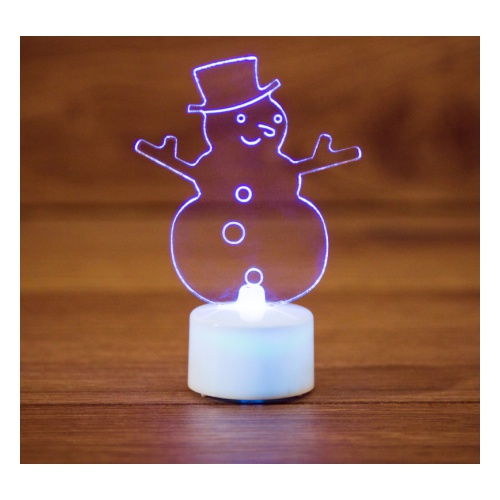 Фото Фигура светодиодная на подставке "Снеговик в шляпе 2D", RGB {501-043}