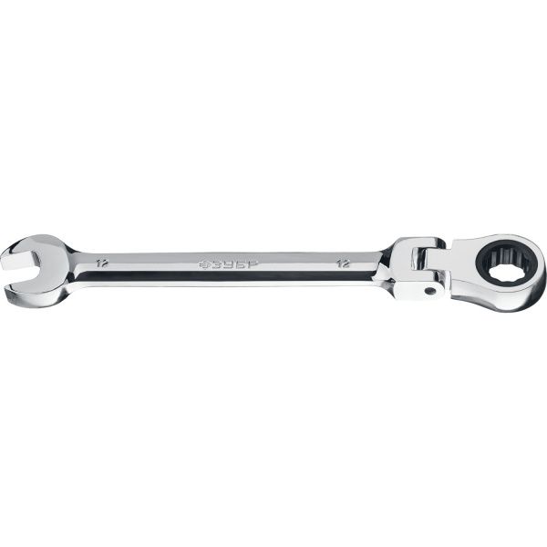 Фото Комбинированный гаечный ключ трещоточный шарнирный 12 мм, ЗУБР {27101-12}