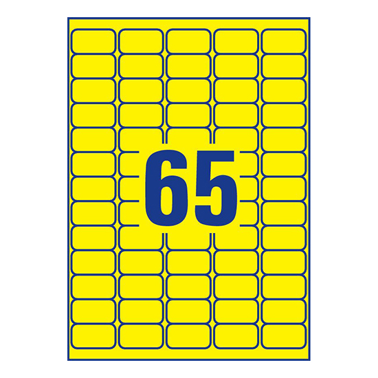 Фото Неоновые этикетки Avery Zweckform, желтые 38.1x21.2 мм (65 шт. на листе A4, 25 листов) {L7651Y-25} (2)