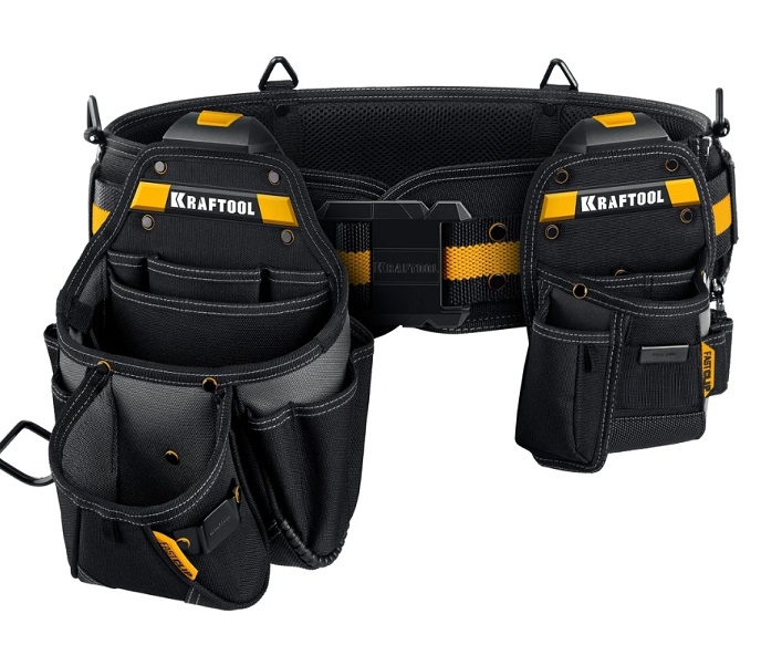 Фото Комплект KRAFTOOL KBS-3: пояс монтажника, большая сумка, малая сумка {38762}