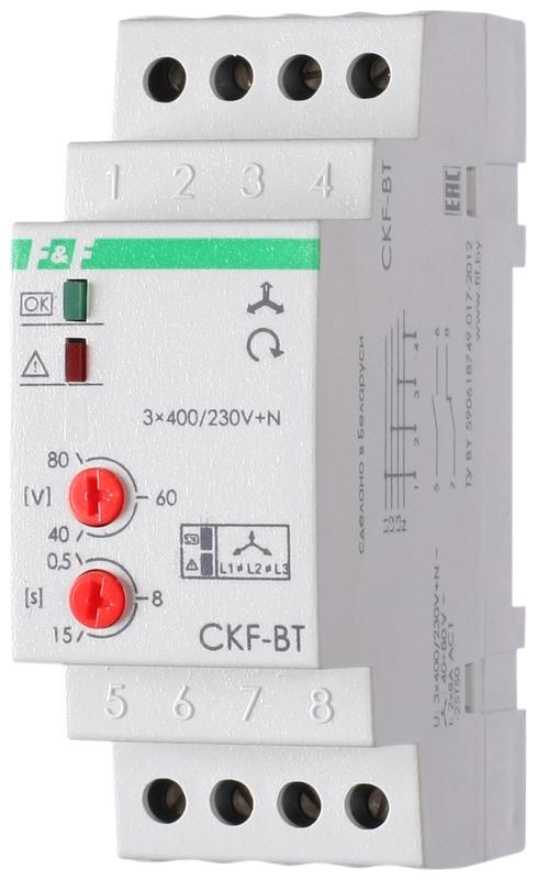 Фото Реле контроля наличия и чередования фаз CKF-BT (монтаж на DIN-рейке 35мм; микропроцессорный