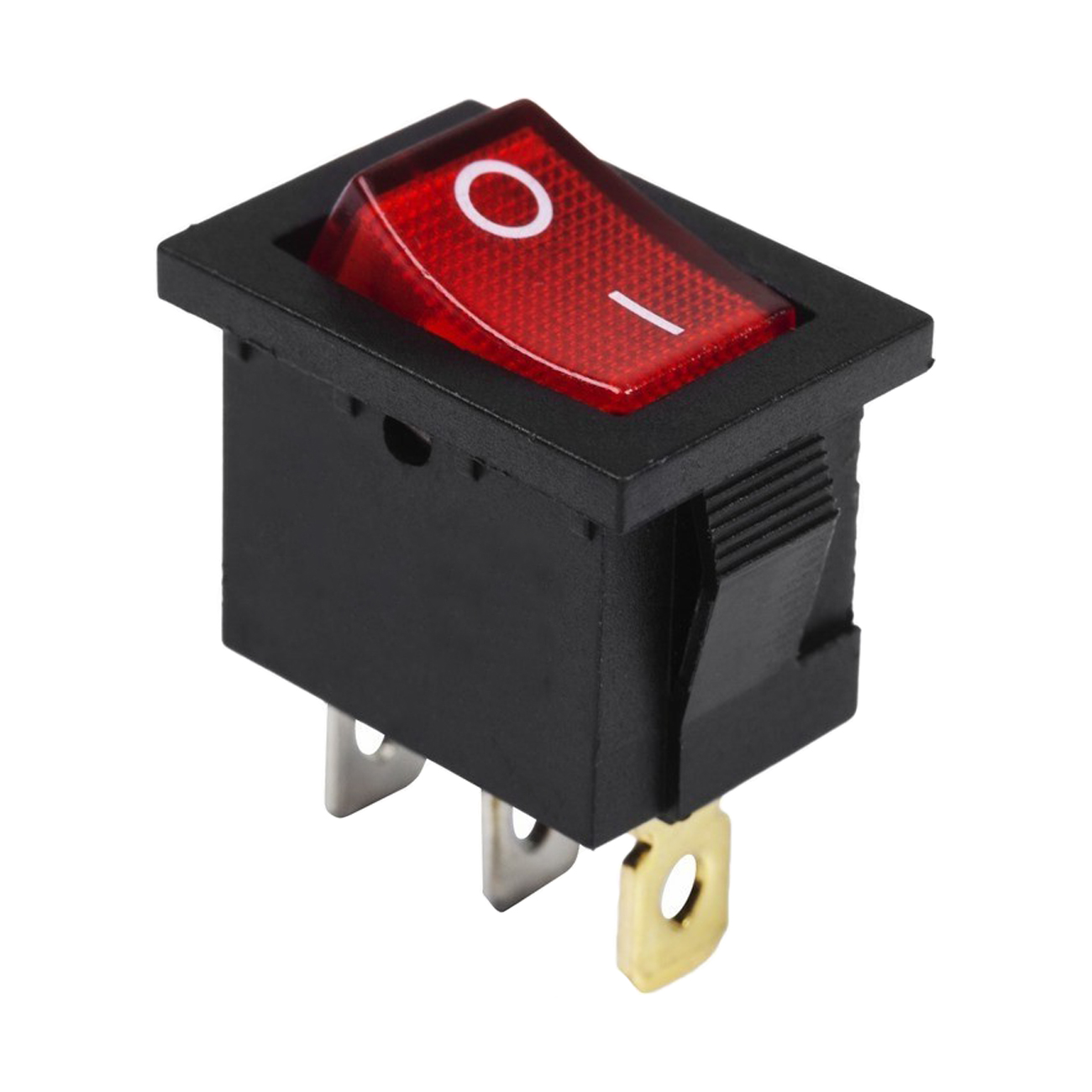 Фото Выключатель клавишный Rexant Mini ON-OFF красный с подсветкой (24В 15А (3с)) {36-2165}
