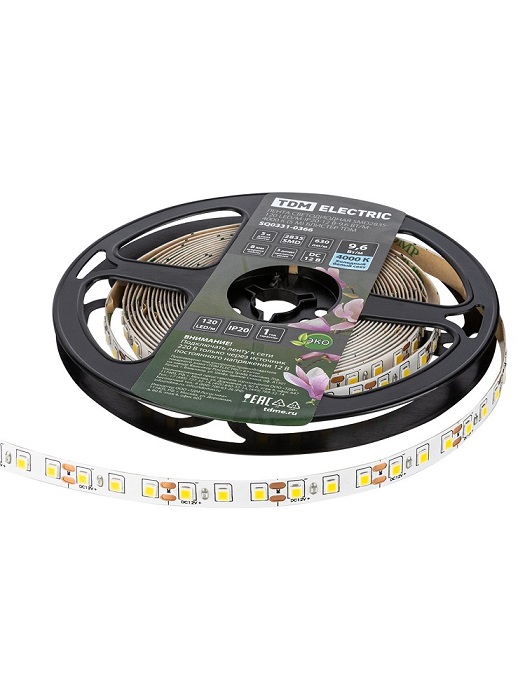 Фото Лента светодиодная SMD2835-120 LED/м-IP20-12 В-9,6 Вт/м-4000 К блистер TDM {SQ0331-0366}