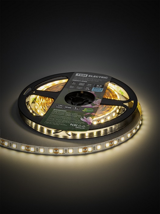 Фото Лента светодиодная SMD2835-120 LED/м-IP20-12 В-9,6 Вт/м-4000 К блистер TDM {SQ0331-0366} (1)