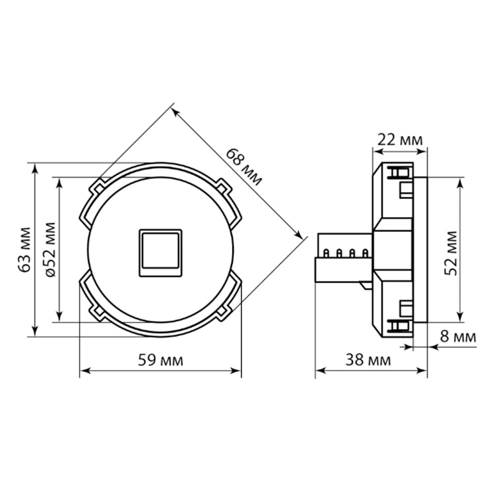 Фото Розетка компьютерная RJ45 фисташковая, "Байкал" TDM {SQ1819-0114} (4)