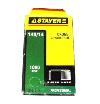 Фото STAYER 14 мм скобы для степлера плоские тип 140, 1000 шт {31610-14}