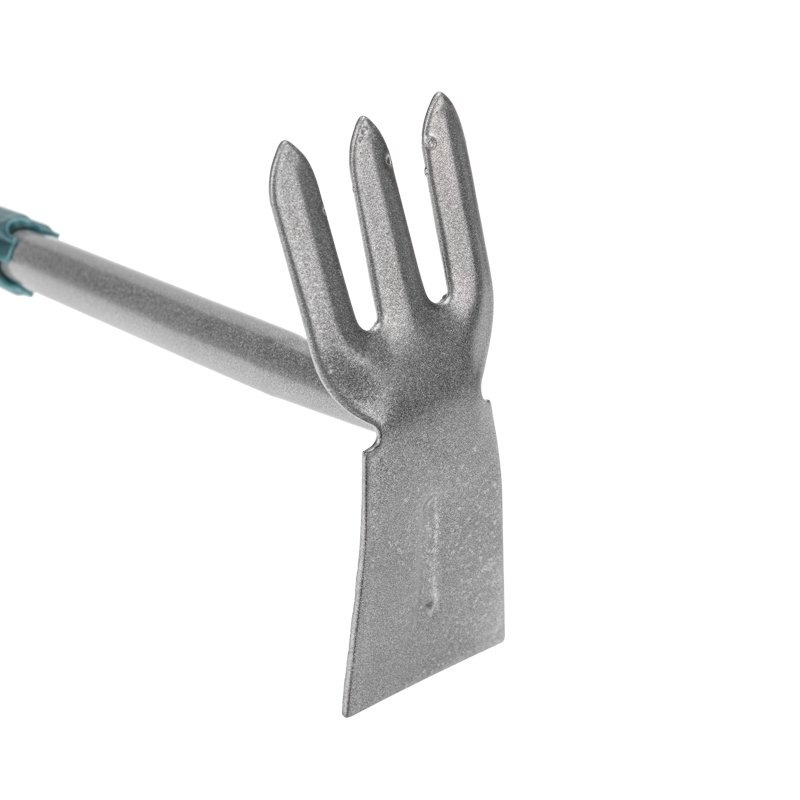 Фото Мотыжка комбинированная 3 прямых зубца с цельнометаллической ручкой, покрытой пластиком ЧЕТЫРЕ СЕЗОНА {64-0015}