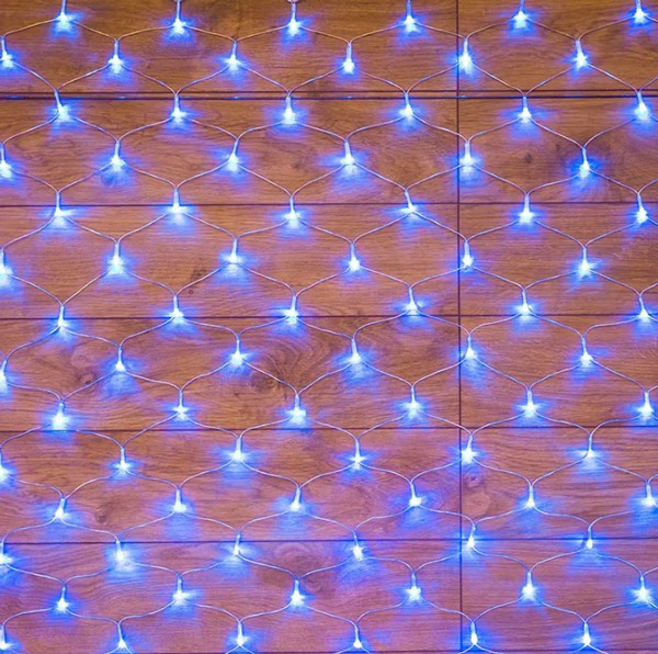 Фото Гирлянда "Сеть" 1,5х1,5м, прозрачный ПВХ, 150 LED Синие {215-123}