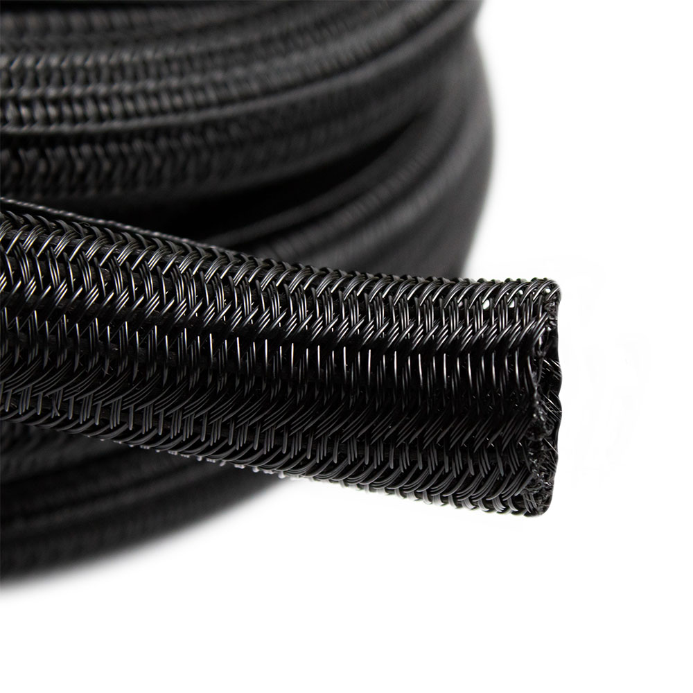 Фото Оплетка Vell самозаворачивающаяся 13 мм, сетчатого плетения для проводов, длина 5 м, черная {VL-opl-5m-13mm} (2)