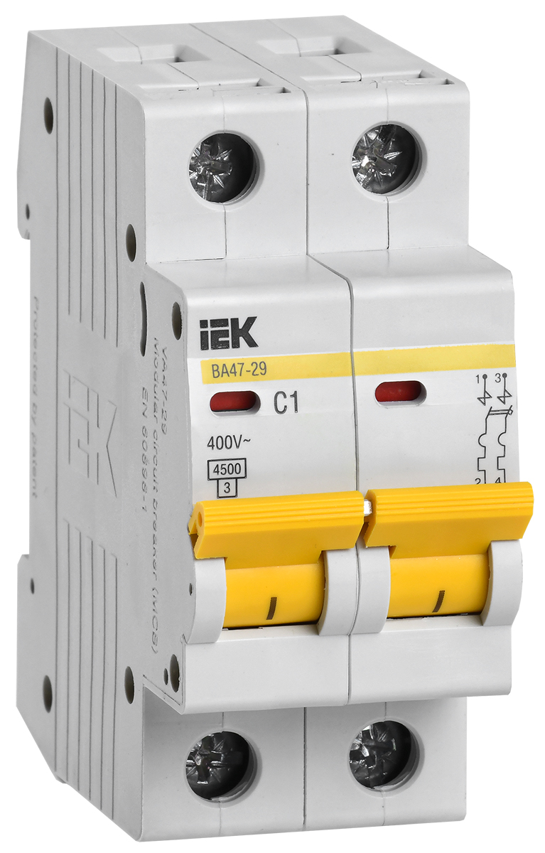Фото Автоматический выключатель IEK ВА47-29 2Р 1А 4,5кА х-ка С {MVA20-2-001-C}