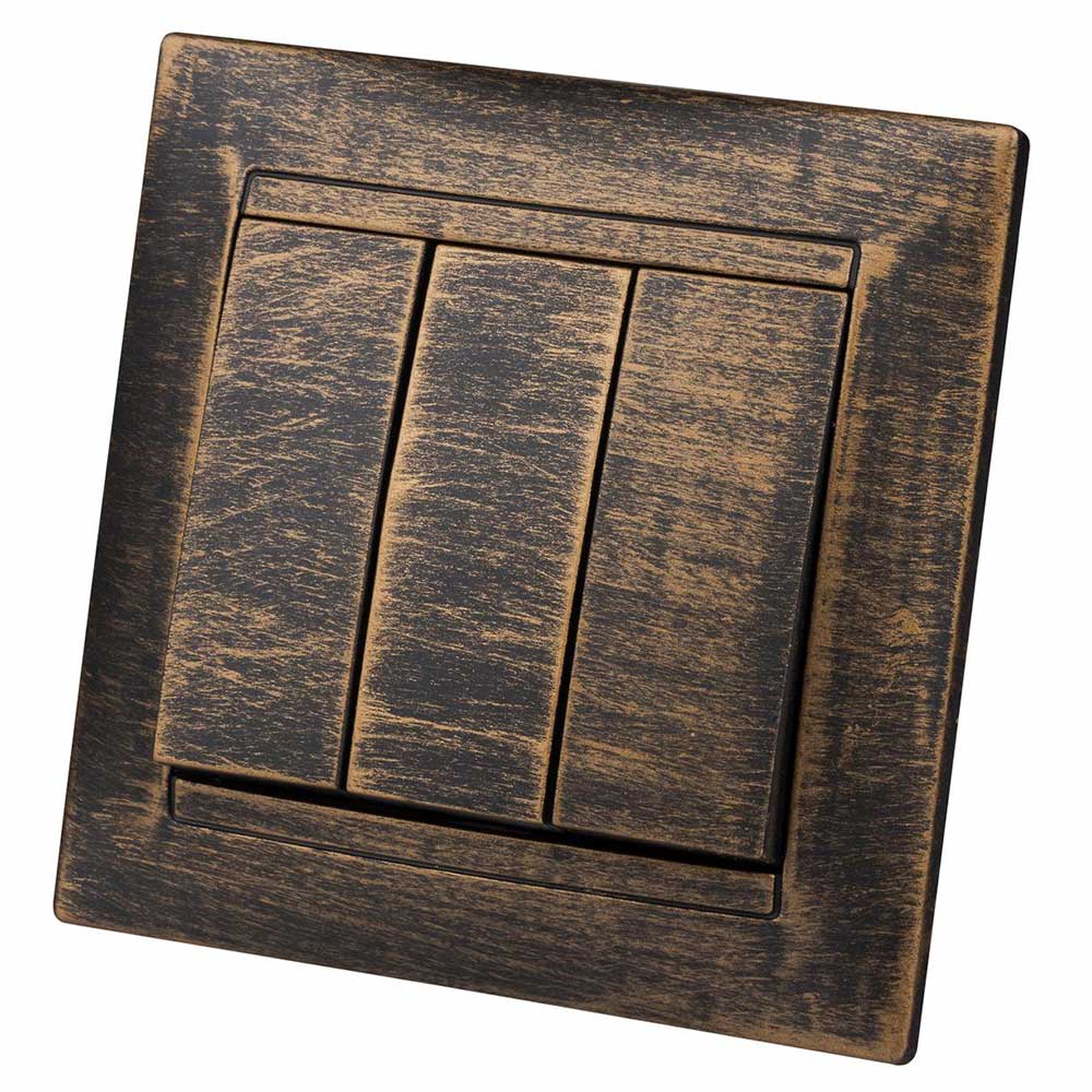 Фото Выключатель 3-х кл. 10А старинная бронза "Лама" TDM {SQ1815-0745}