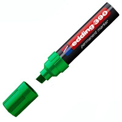 Фото Перманентный маркер Edding E-390 зеленый, клиновидный наконечник 4-12 мм {E-390#4}