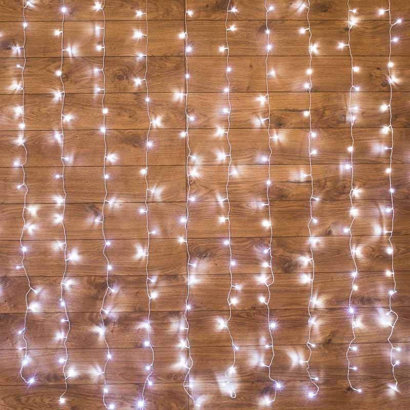 Фото Гирлянда Светодиодный Дождь 1,5х1,5 м, свечение с динамикой, прозрачный провод, 230 В, диоды белые, Neon-Night {235-015} (9)