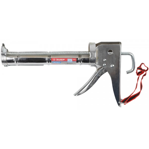 Фото Пистолет для герметика ЗУБР "ПРОФЕССИОНАЛ" 06625, полукорпусной, хромированный, зубчатый шток, 310 мл